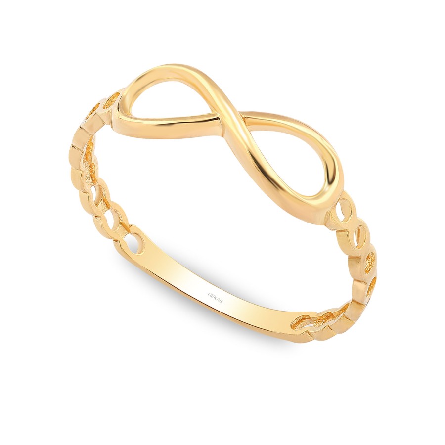 14 Ayar Sarı Altın Modern Sonsuzluk Figürlü Yüzük